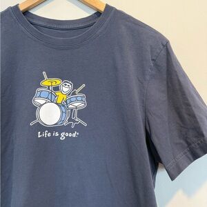 Life is Good Men’s Blue Drum Set T-Shirt